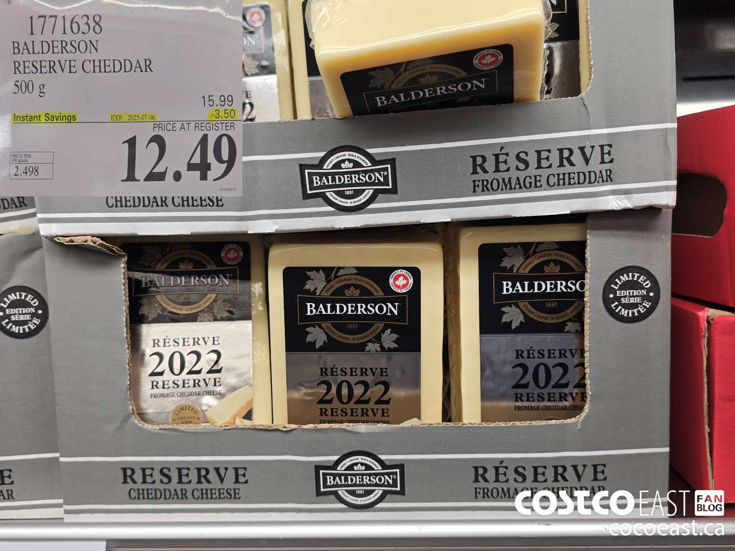 1771638 BALDERSON RESERVE CHEDDAR 500 G ($3.50 INSTANT SAVINGS EXPIRES ON 2025-07-06) $12.49