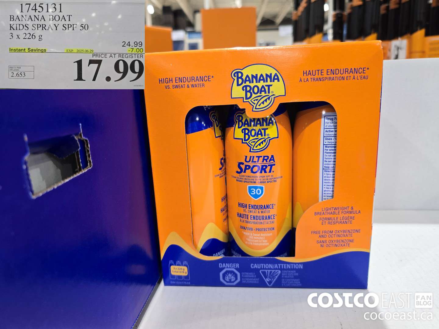 1745131 BANANA BOAT KIDS SPRAY SPF 50 3 X 226 G ($7.00 INSTANT SAVINGS EXPIRES ON 2025-06-29) $17.99