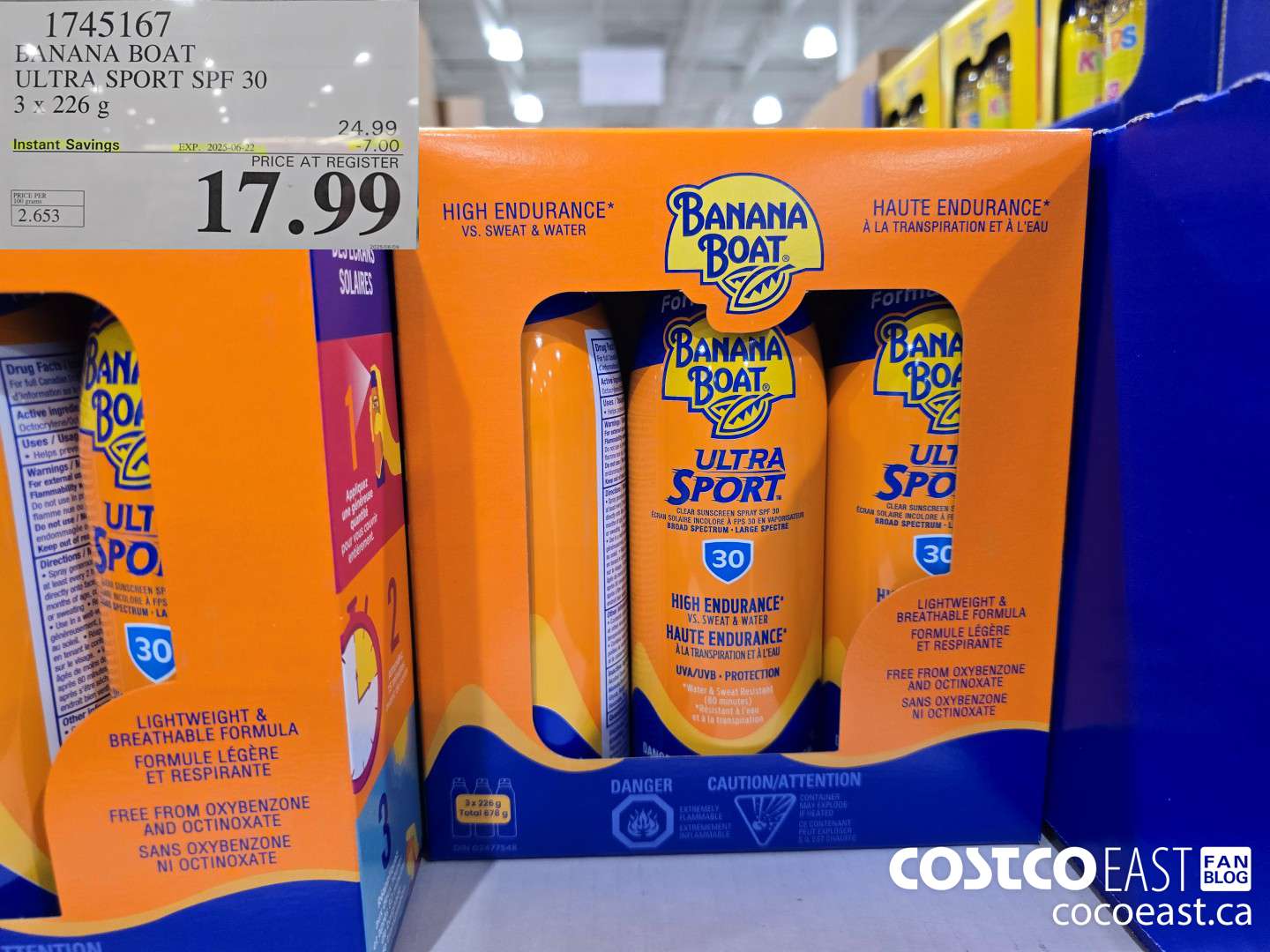1745167 BANANA BOAT ULTRA SPORT SPF 30 3x 226 G ($7.00 INSTANT SAVINGS EXPIRES ON 2025-06-22) $17.99