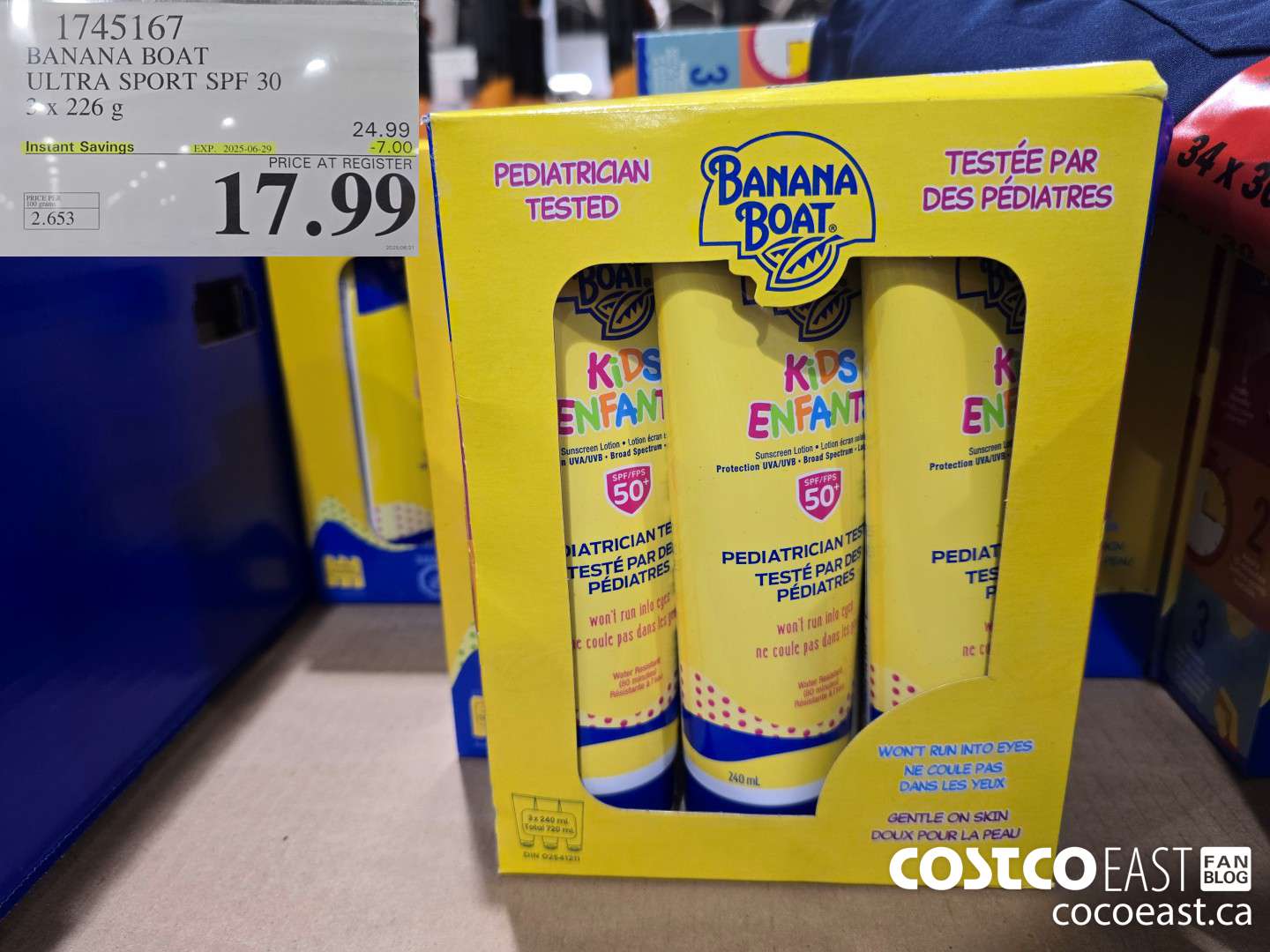 1745167 BANANA BOAT ULTRA SPORT SPF 30 3x 226 G ($7.00 INSTANT SAVINGS EXPIRES ON 2025-06-29) $17.99