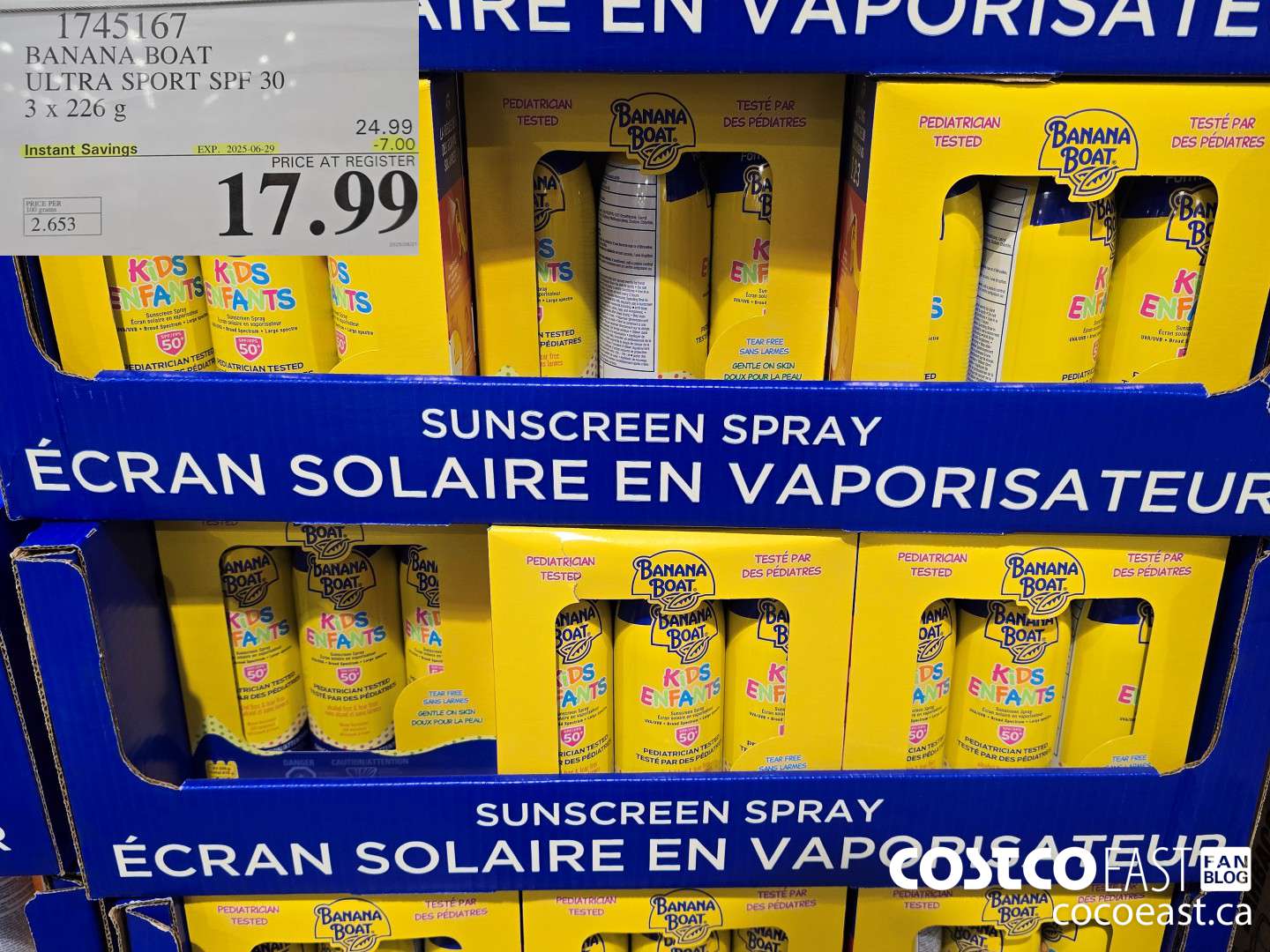 1745167 BANANA BOAT ULTRA SPORT SPF 30 3x 226 G ($7.00 INSTANT SAVINGS EXPIRES ON 2025-06-29) $17.99