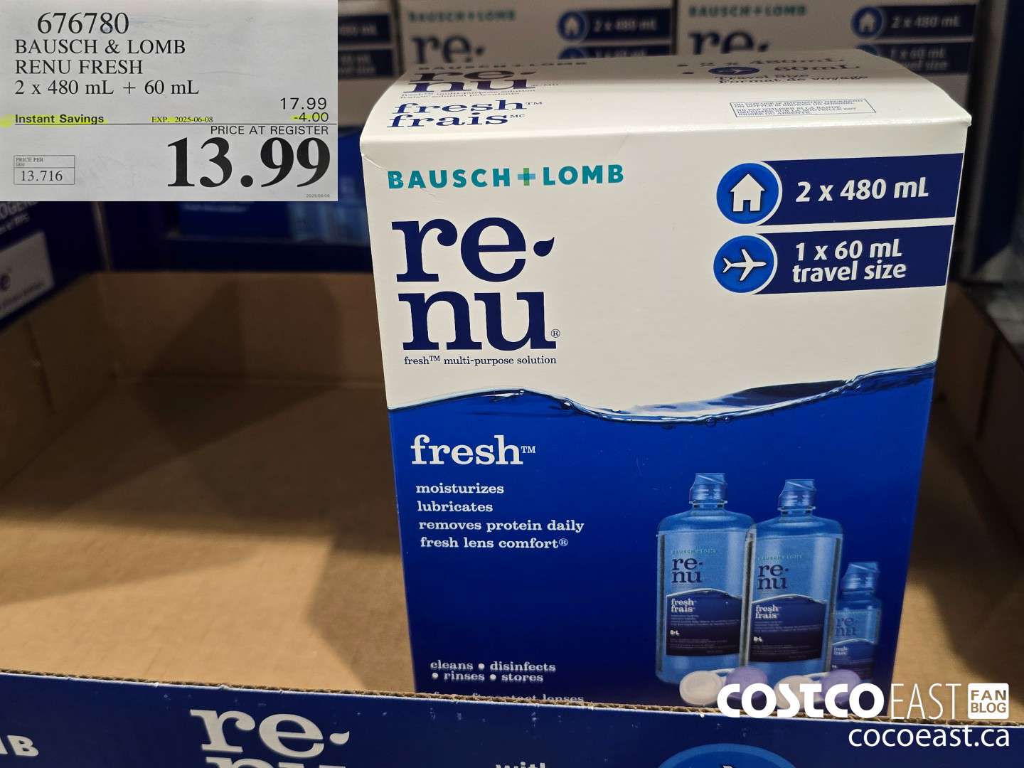 676780 BAUSCH & LOMB RENU FRESH 2x 480 mL + 60 mL ($4.00 INSTANT SAVINGS EXPIRES ON 2025-06-08) $13.99