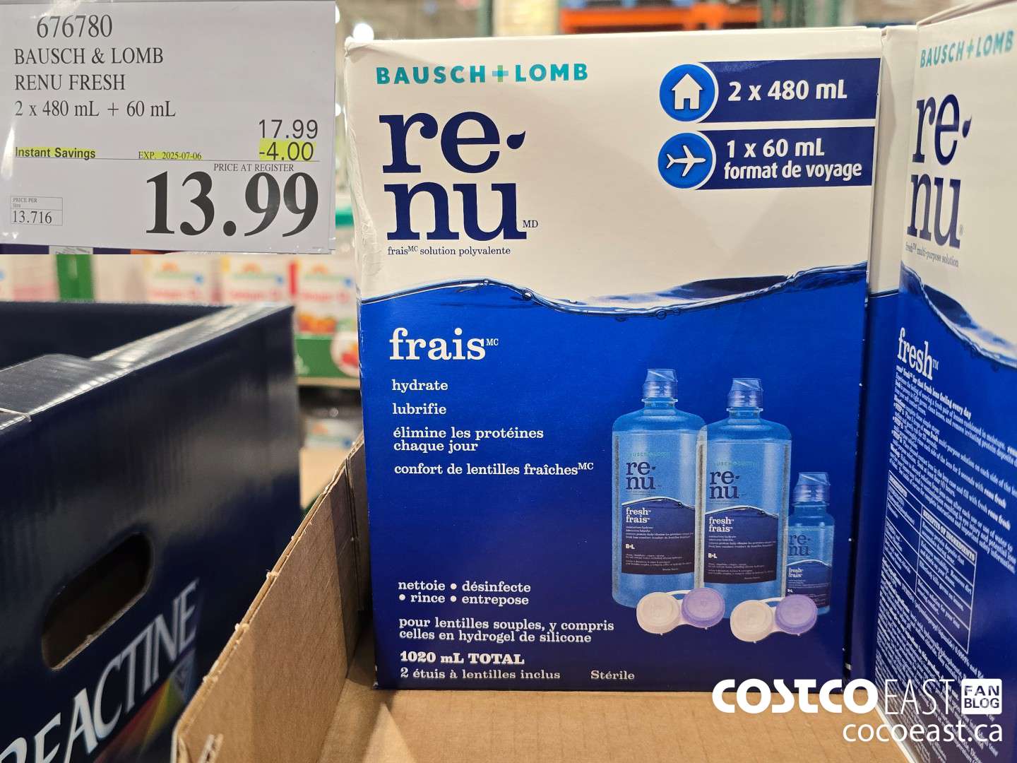 676780 BAUSCH & LOMB RENU FRESH 2x 480 mL + 60 mL ($4.00 INSTANT SAVINGS EXPIRES ON 2025-07-06) $13.99