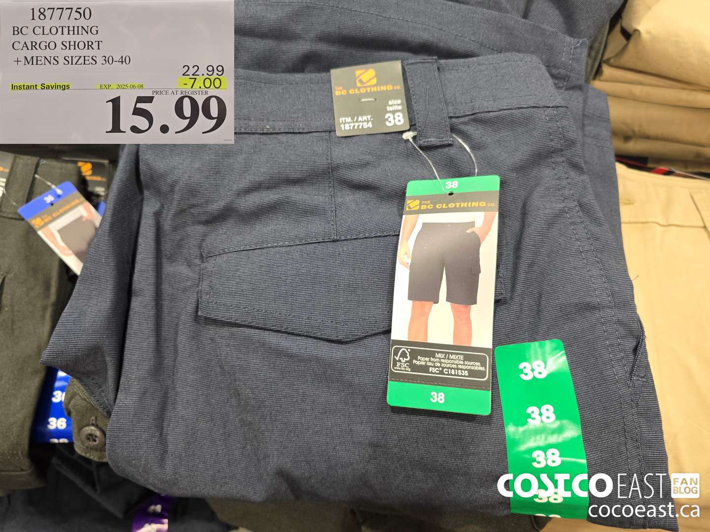 1877750 BC CLOTHING CARGO SHORT +MENS SIZES 30-40 ($7.00 INSTANT SAVINGS EXPIRES ON 2025-06-08) $15.99