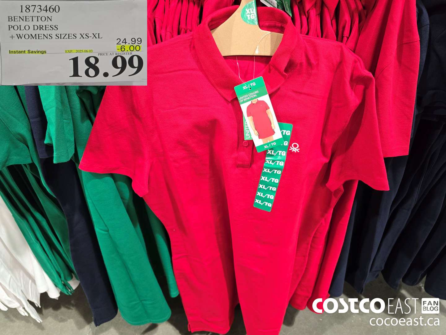 1873460 BENETTON POLO DRESS +WOMENS SIZES XS-XL ($6.00 INSTANT SAVINGS EXPIRES ON 2025-06-03) $18.99