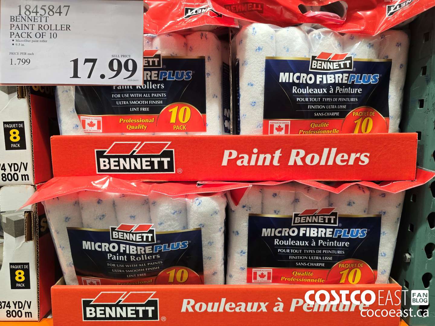 1845847 BENNETT PAINT ROLLER PACK OF 10 $17.99