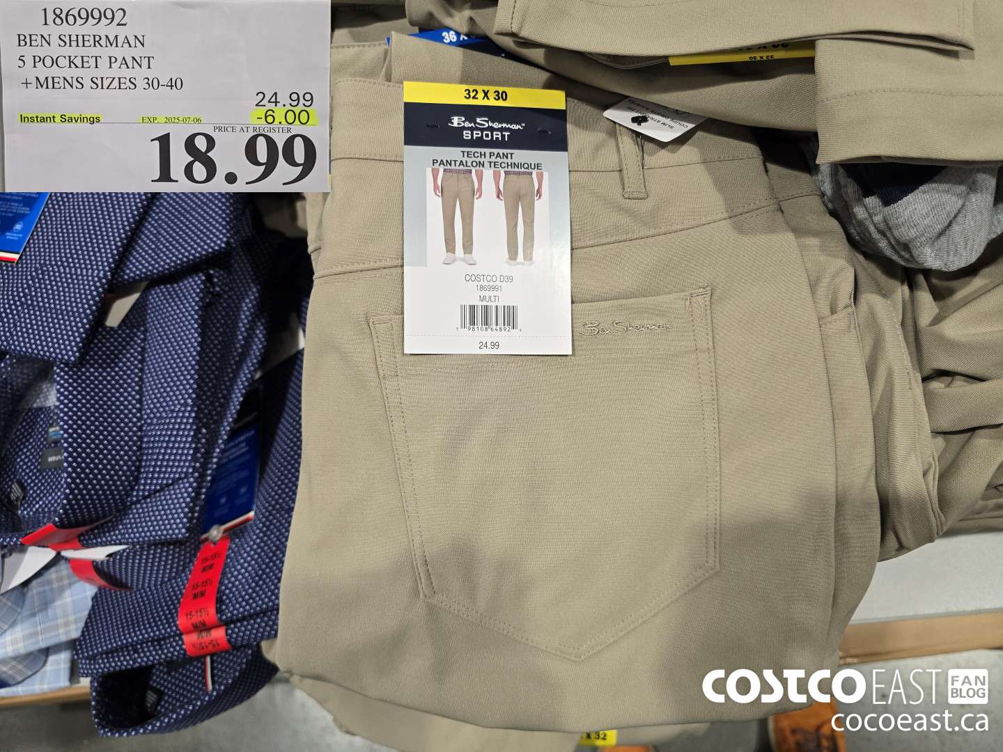 1869992 BEN SHERMAN 5 POCKET PANT +MENS SIZES 30-40 ($6.00 INSTANT SAVINGS EXPIRES ON 2025-07-06) $18.99