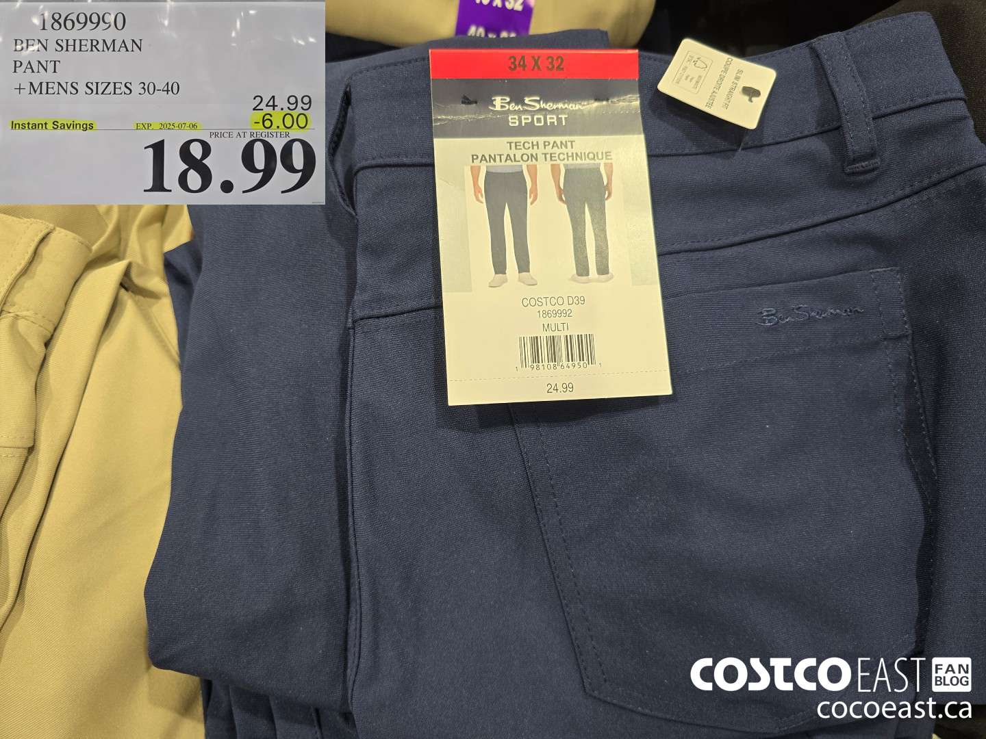 1869960 BEN SHERMAN PANT +MENS SIZES 30-40 ($6.00 INSTANT SAVINGS EXPIRES ON 2025-07-06) $18.99