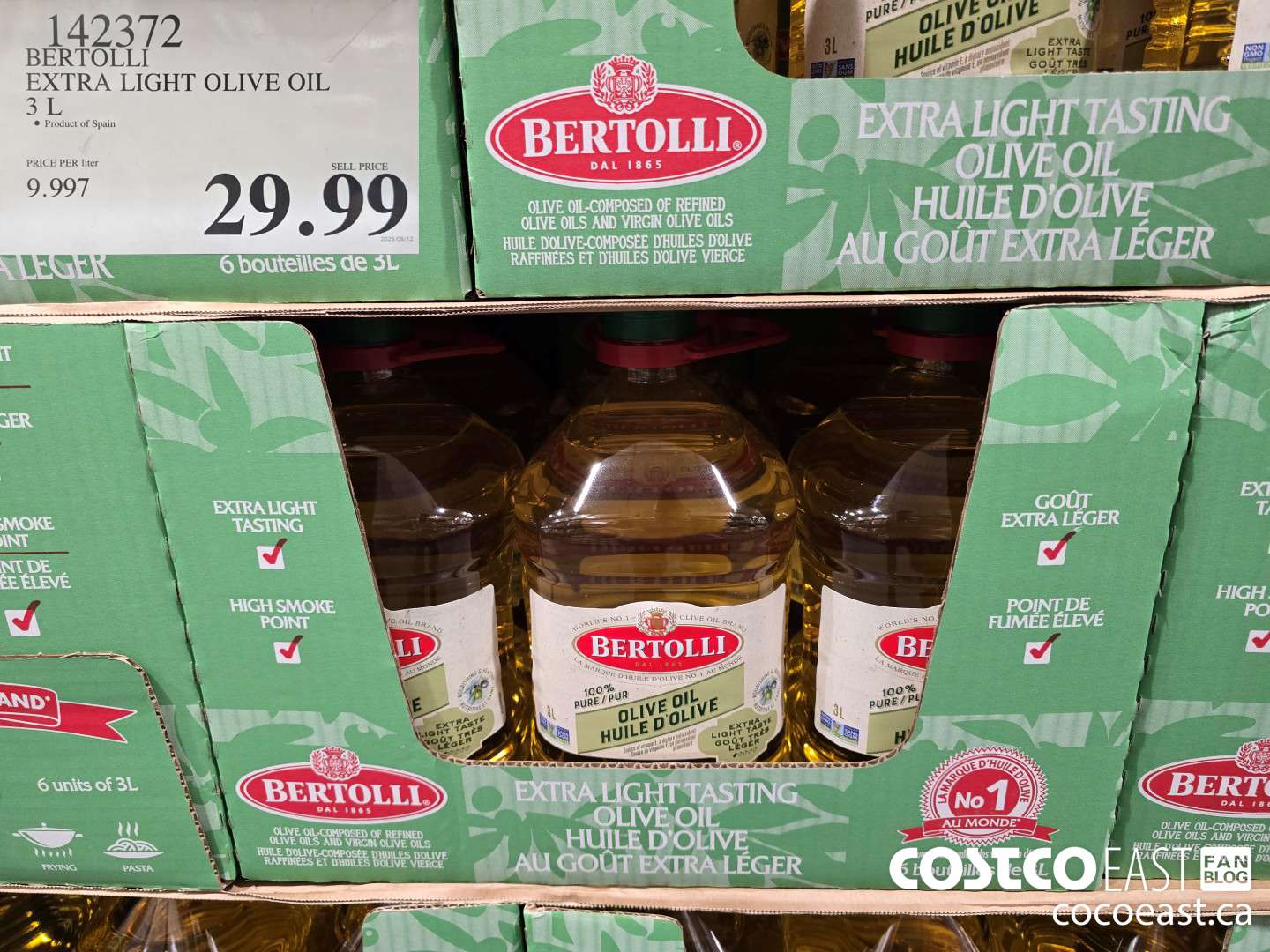 142372 BERTOLLI EXTRA LIGHT OLIVE OIL 3L $29.99