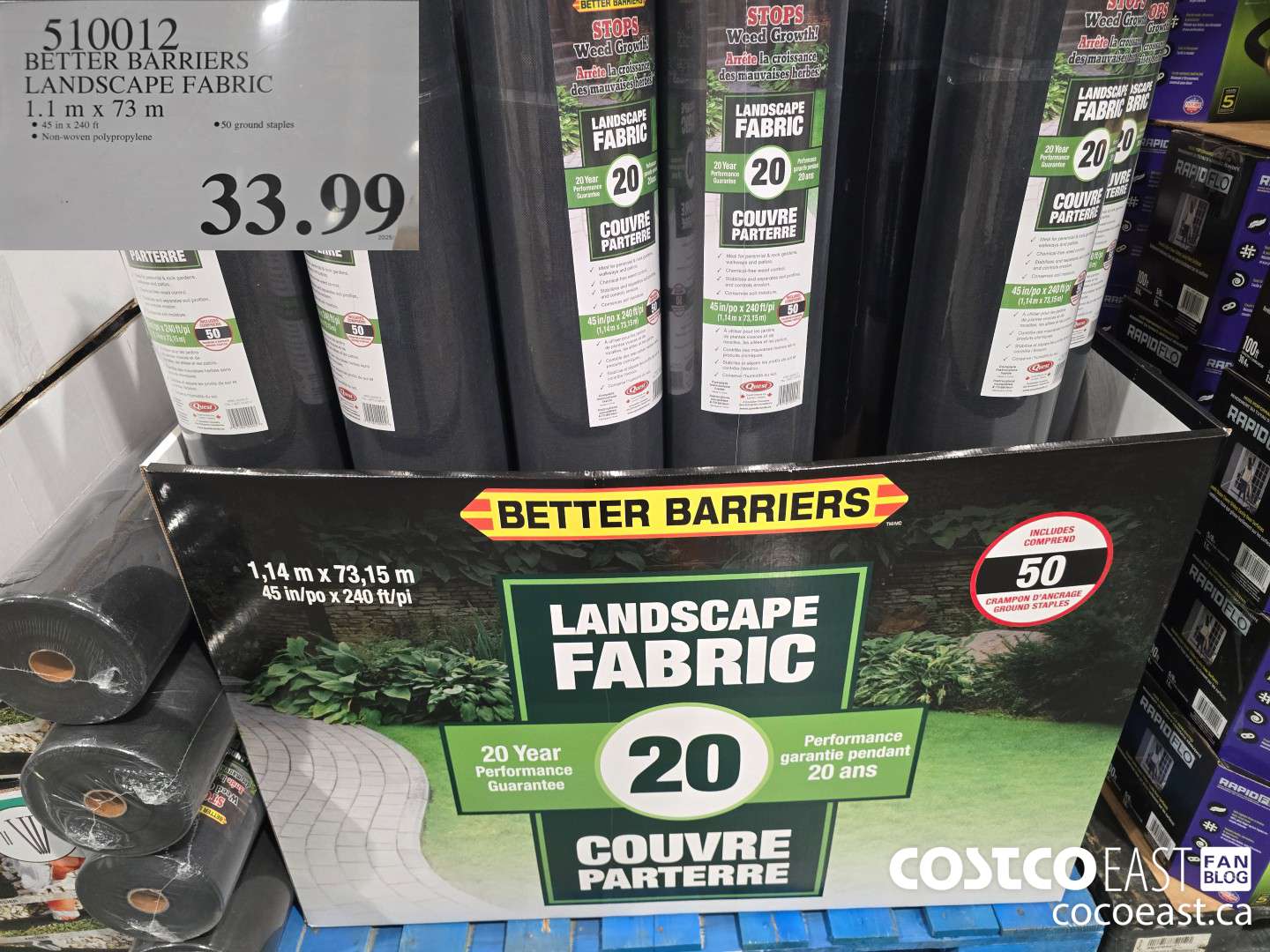 510012 BETTER BARRIERS LANDSCAPE FABRIC 1.1 M X 73 M $33.99