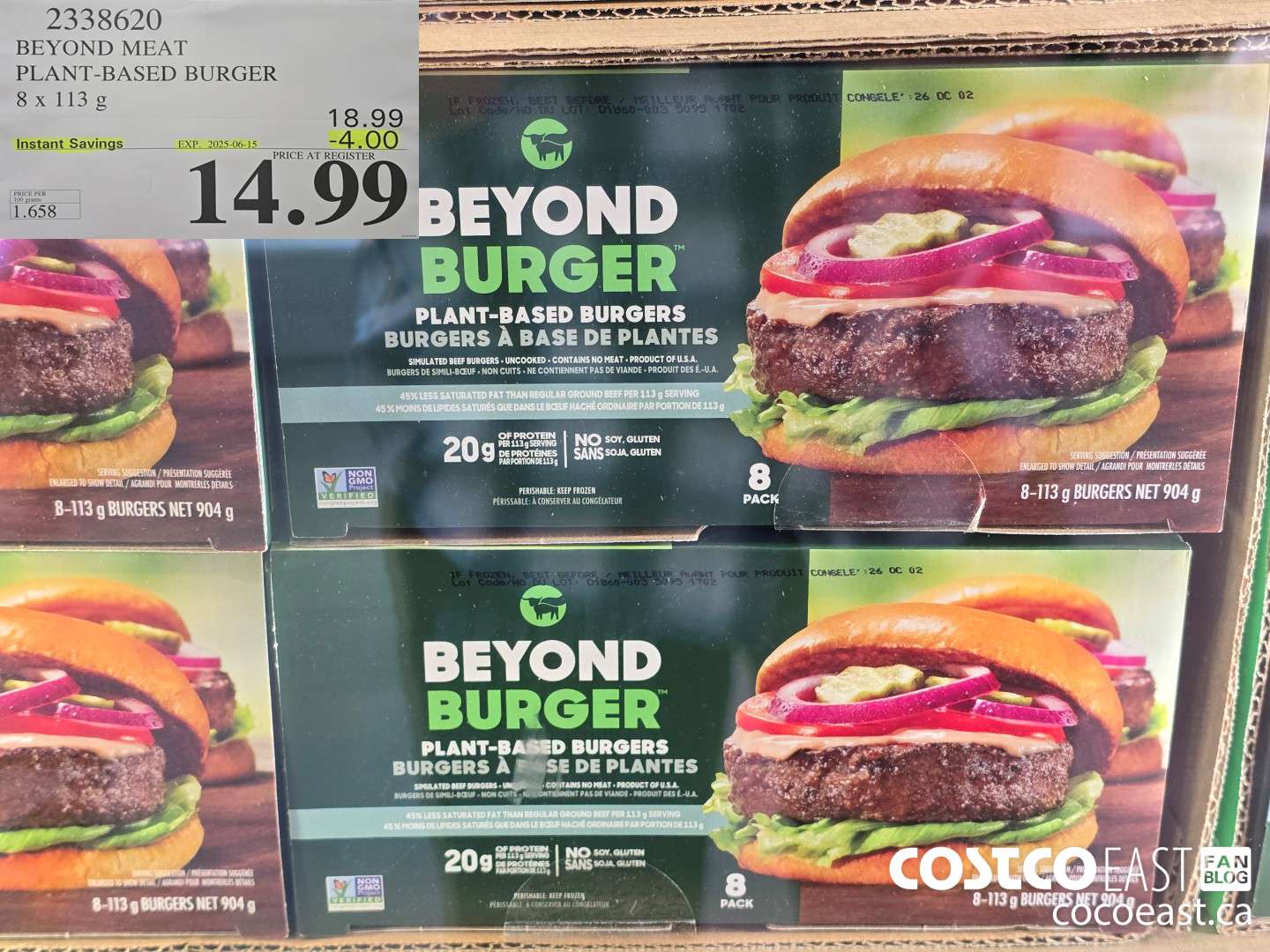 2338620 BEYOND MEAT PLANT-BASED BURGER 8 x 113 G ($4.00 INSTANT SAVINGS EXPIRES ON 2025-06-15) $14.99