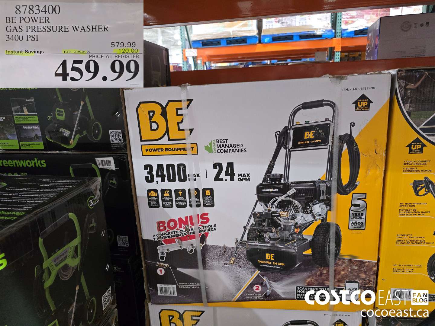 8783400 BE POWER GAS PRESSURE WASHER 3400 PSI ($120.00 INSTANT SAVINGS EXPIRES ON 2025-06-29) $459.99