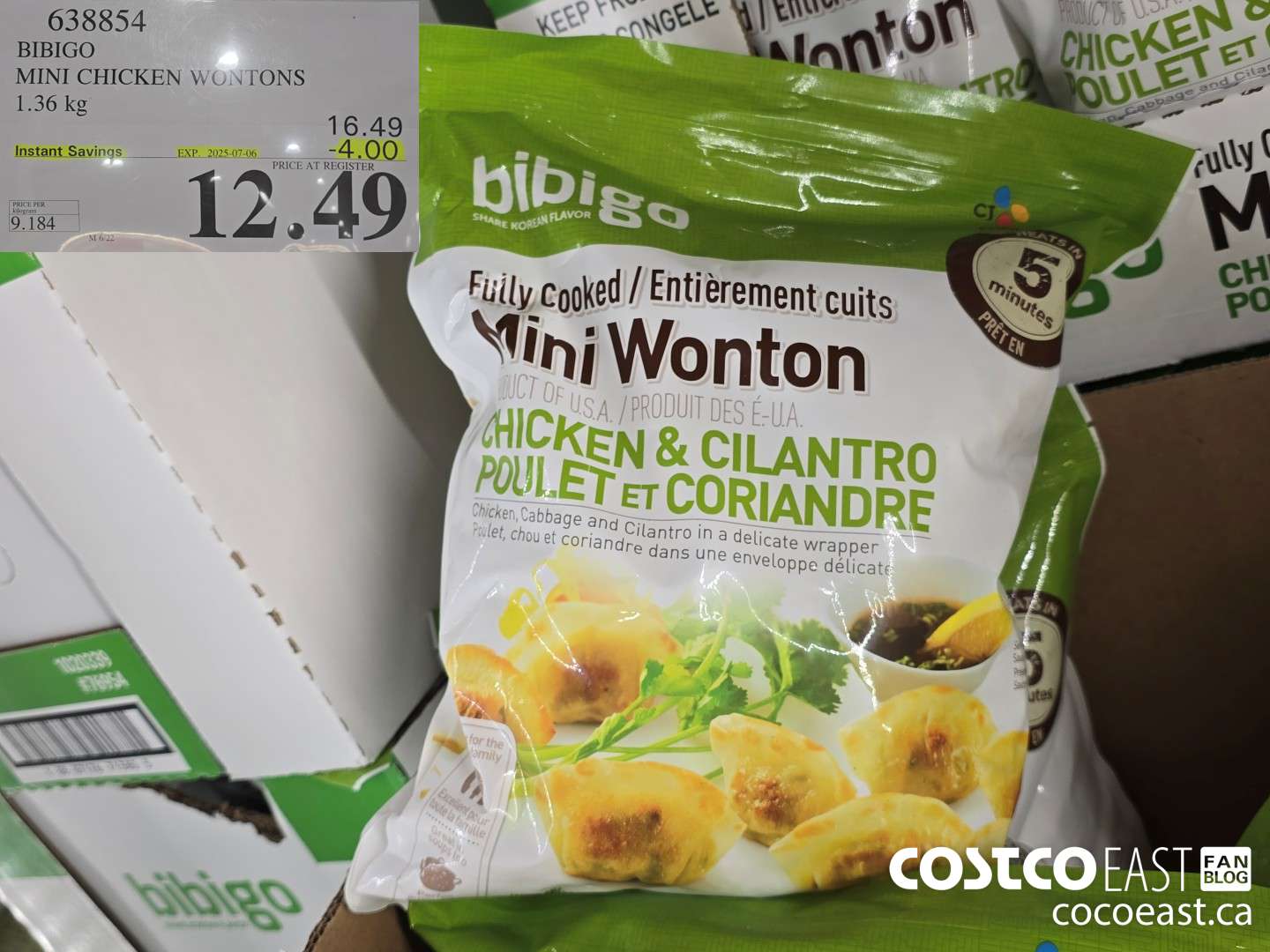 638854 BIBIGO MINI CHICKEN WONTONS 1.36 KG ($4.00 INSTANT SAVINGS EXPIRES ON 2025-07-06) $12.49