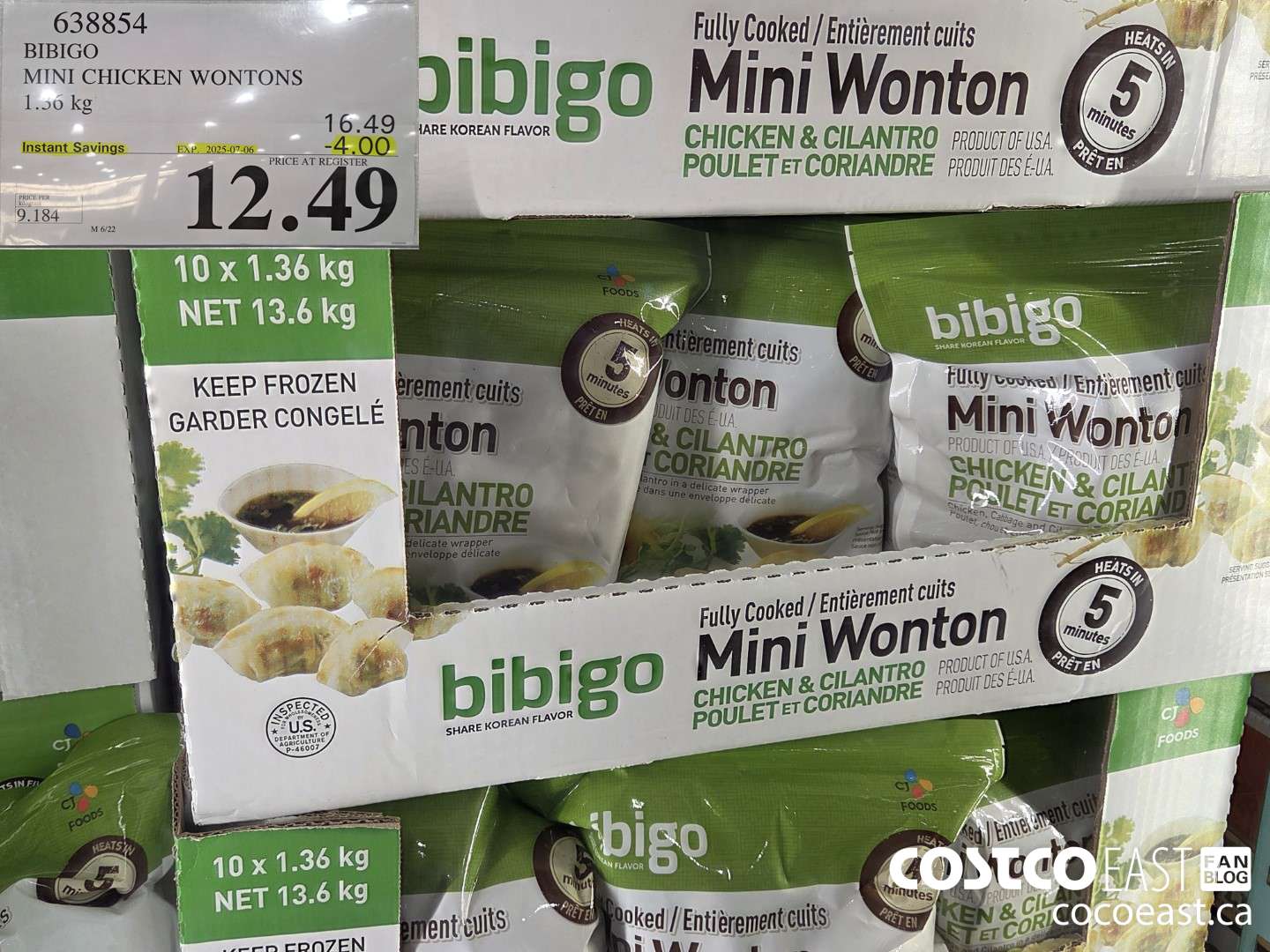638854 BIBIGO MINI CHICKEN WONTONS 1.36 KG ($4.00 INSTANT SAVINGS EXPIRES ON 2025-07-06) $12.49