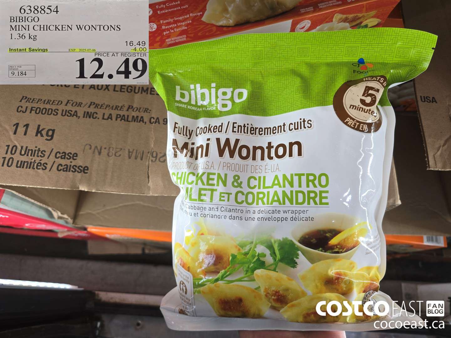 638854 BIBIGO MINI CHICKEN WONTONS 1.36 KG ($4.00 INSTANT SAVINGS EXPIRES ON 2025-07-06) $12.49
