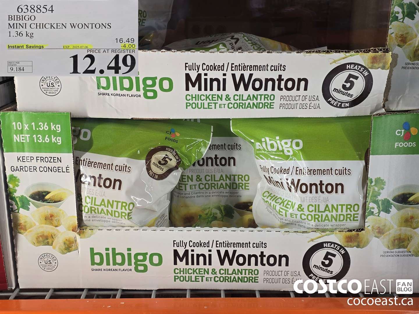 638854 BIBIGO MINI CHICKEN WONTONS 1.36 KG ($4.00 INSTANT SAVINGS EXPIRES ON 2025-07-06) $12.49