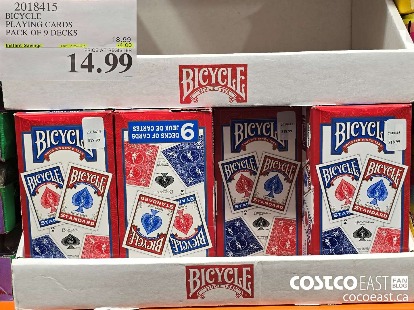2018415 BICYCLE PLAYING CARDS PACK OF 9 DECKS ($4.00 INSTANT SAVINGS EXPIRES ON 2025-06-15) $14.99