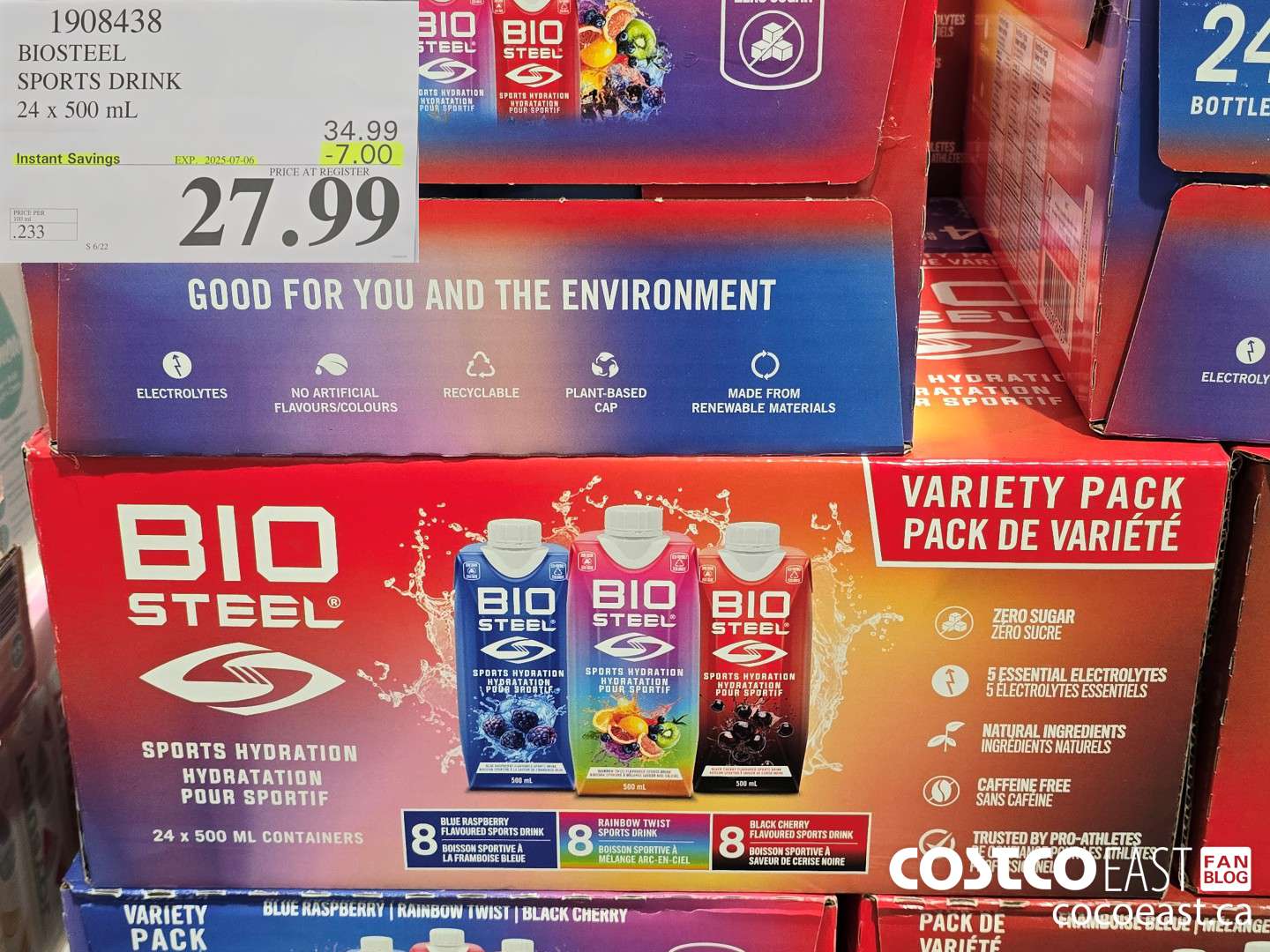 1908438 BIOSTEEL SPORTS DRINK 24 x 500 mL ($7.00 INSTANT SAVINGS EXPIRES ON 2025-07-06) $27.99