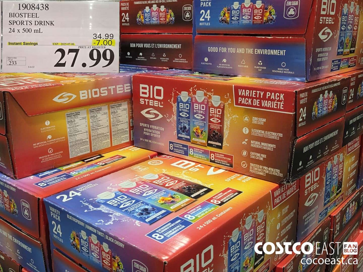 1908438 BIOSTEEL SPORTS DRINK 24 x 500 mL ($7.00 INSTANT SAVINGS EXPIRES ON 2025-07-06) $27.99