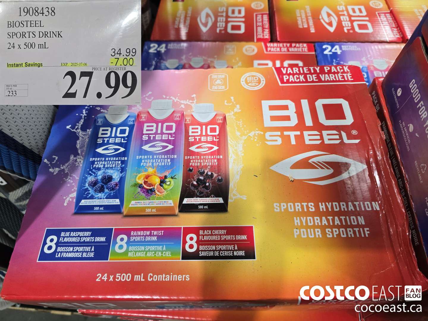 1908438 BIOSTEEL SPORTS DRINK 24 x 500 mL ($7.00 INSTANT SAVINGS EXPIRES ON 2025-07-06) $27.99