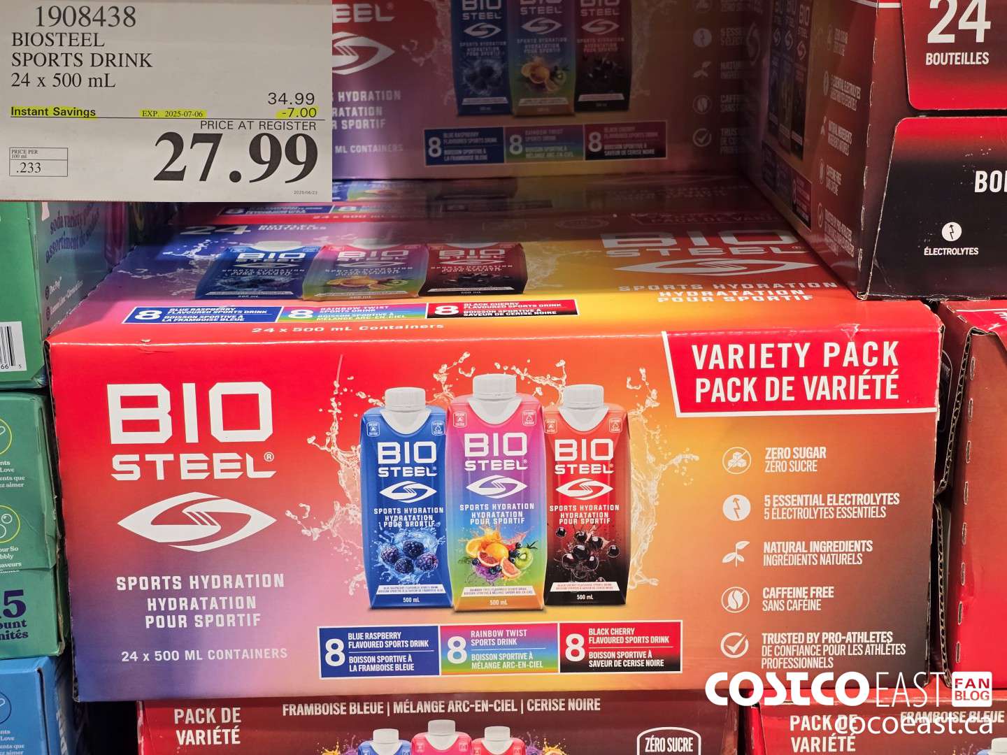 1908438 BIOSTEEL SPORTS DRINK 24 x 500 mL ($7.00 INSTANT SAVINGS EXPIRES ON 2025-07-06) $27.99