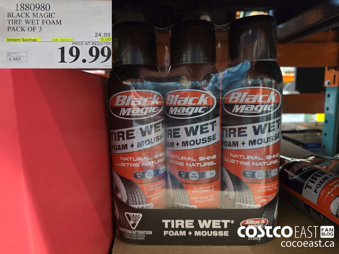 1880980 BLACK MAGIC WET SHINE TIRE FOAM PACK OF 3 x 510 G ($5.00 INSTANT SAVINGS EXPIRES ON 2025-07-13) $19.99