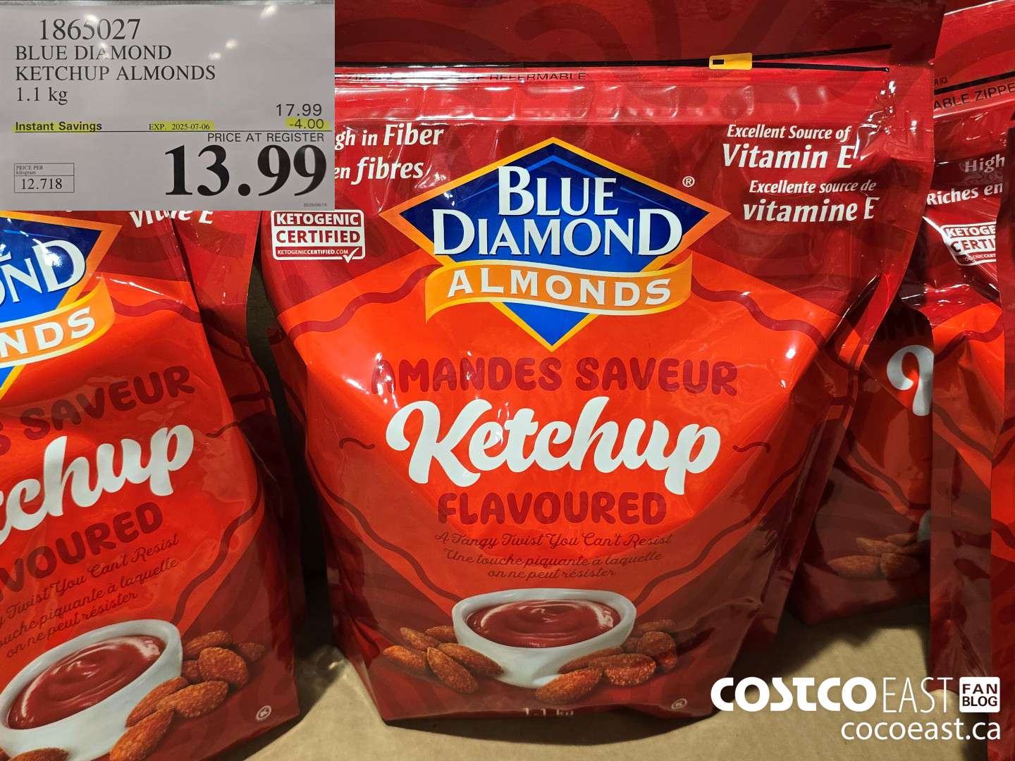 1865027 BLUE DIAMOND KETCHUP ALMONDS 1.1 kg ($4.00 INSTANT SAVINGS EXPIRES ON 2025-07-06) $13.99