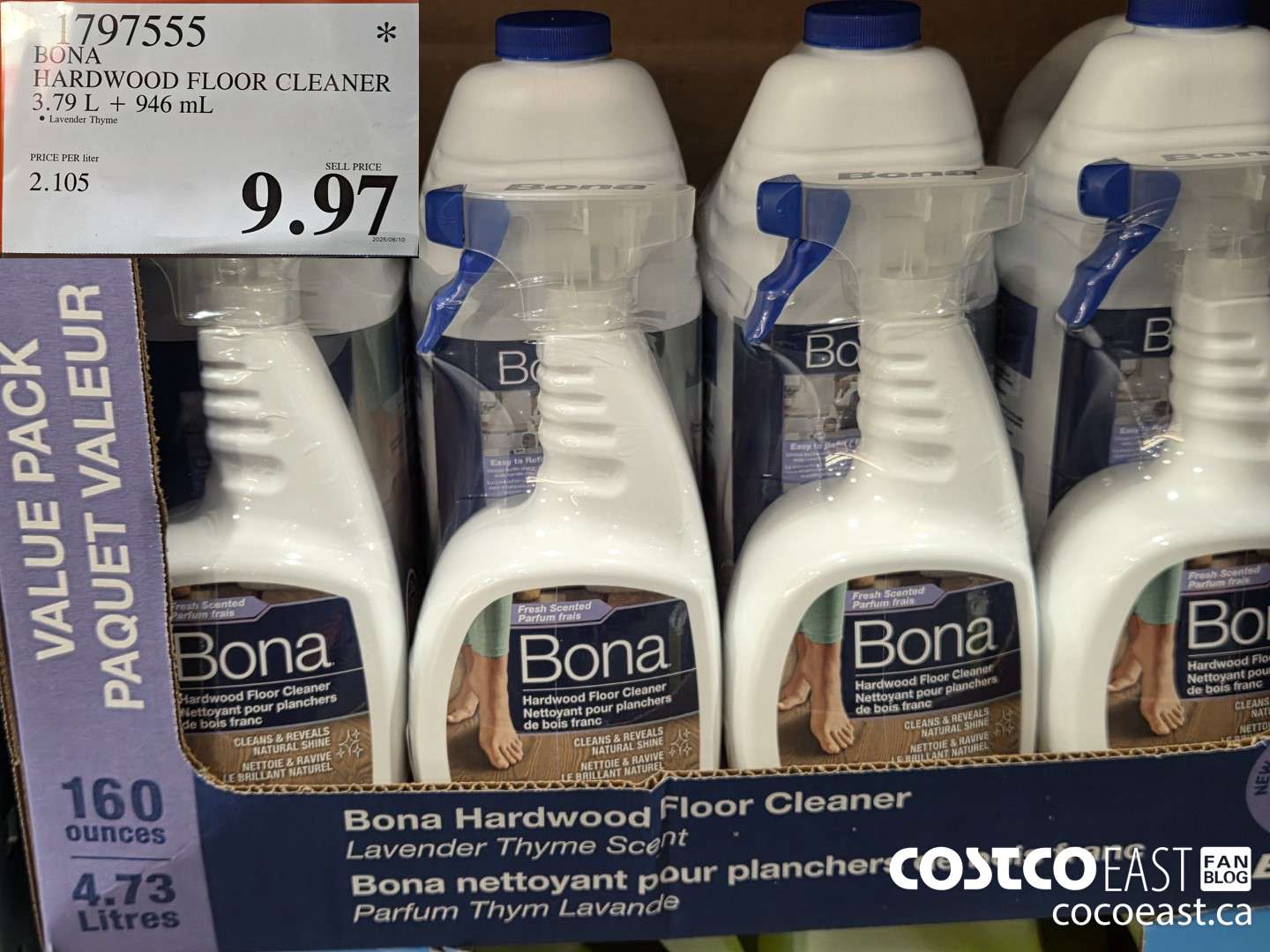 1797555 BONA HARDWOOD FLOOR CLEANER 3.79 L + 946 mL $9.97