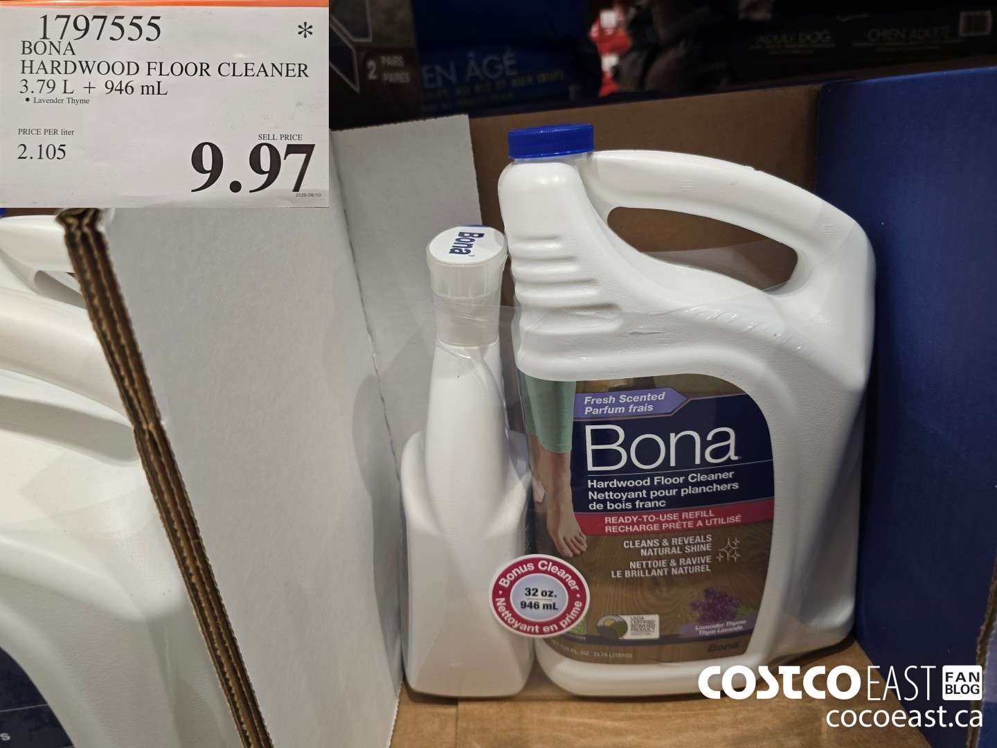 1797555 BONA HARDWOOD FLOOR CLEANER 3.79 L + 946 mL $9.97