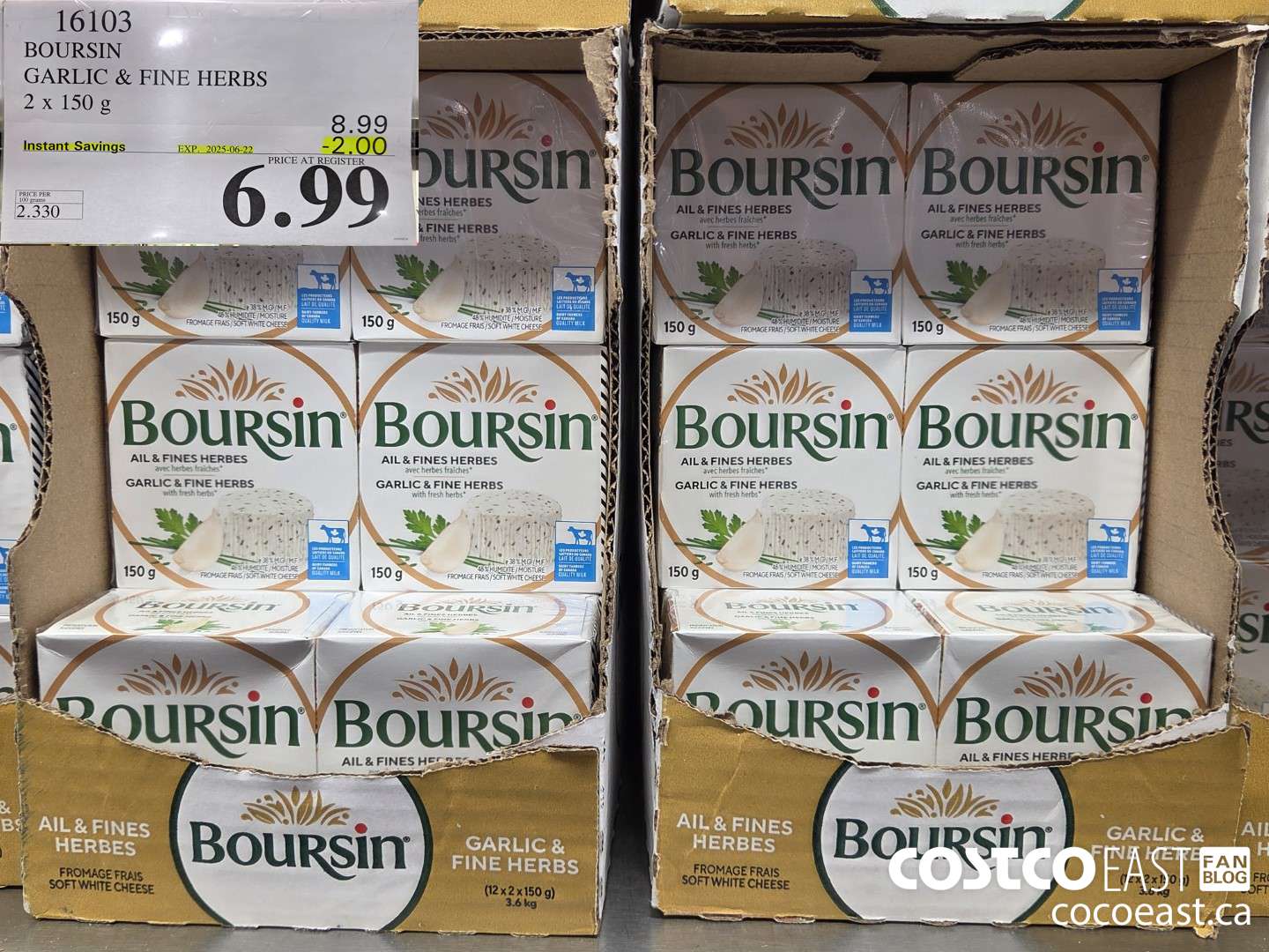 16103 BOURSIN GARLIC & FINE HERBS 2 X 150 G ($2.00 INSTANT SAVINGS EXPIRES ON 2025-06-22) $6.99