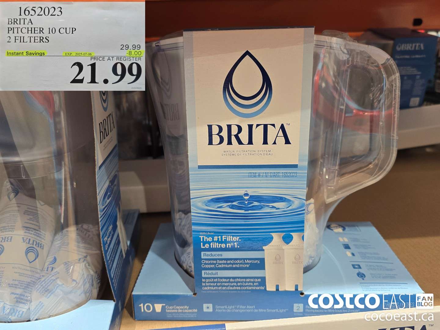1652023 BRITA PITCHER 10 CUP 2 FILTERS ($8.00 INSTANT SAVINGS EXPIRES ON 2025-07-06) $21.99