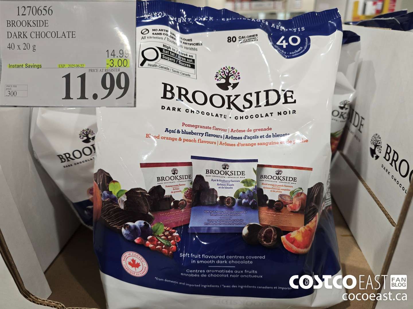 1270656 BROOKSIDE DARK CHOCOLATE 40 x 20 g ($3.00 INSTANT SAVINGS EXPIRES ON 2025-06-22) $11.99