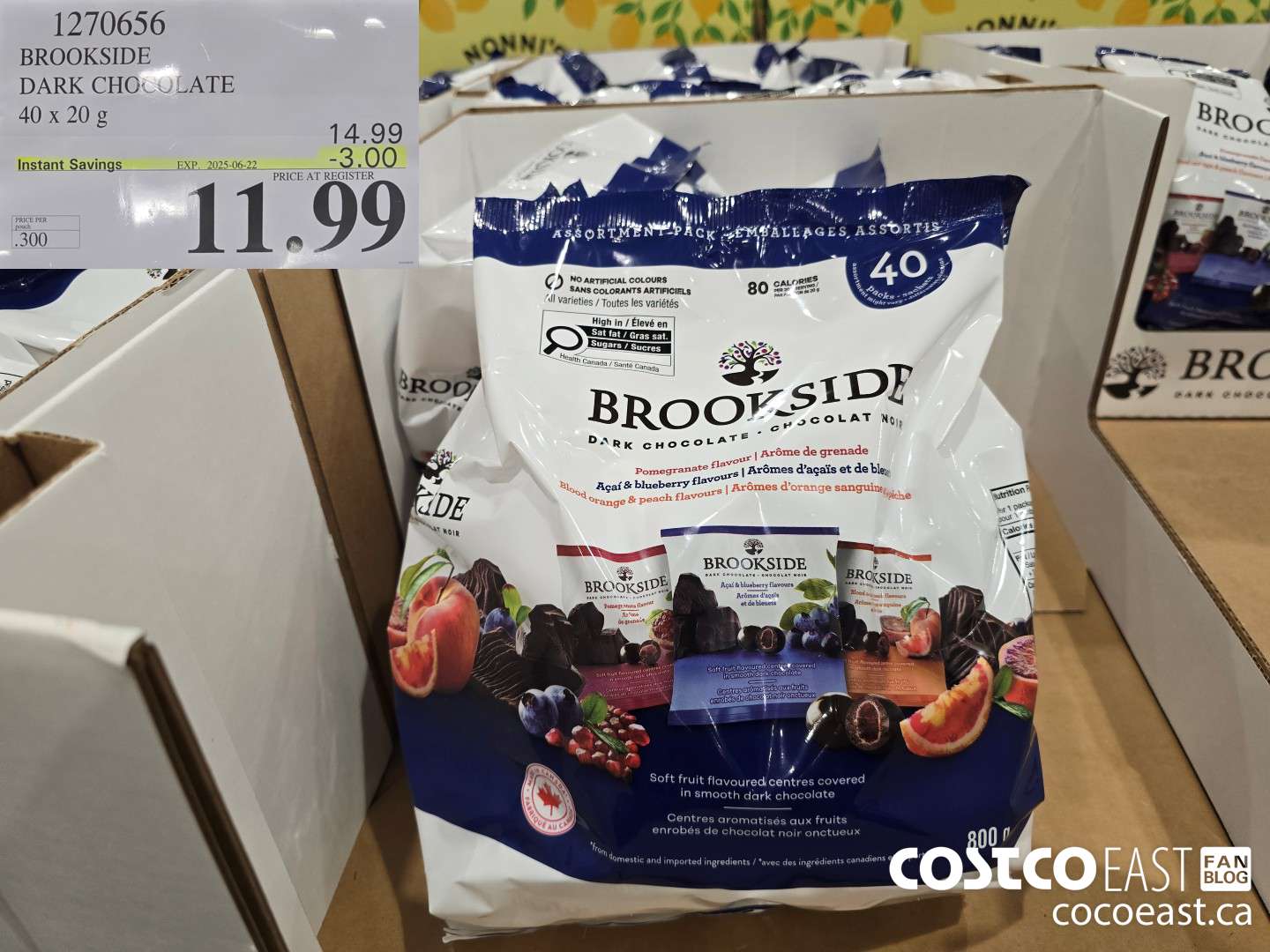 1270656 BROOKSIDE DARK CHOCOLATE 40 x 20 g ($3.00 INSTANT SAVINGS EXPIRES ON 2025-06-22) $11.99
