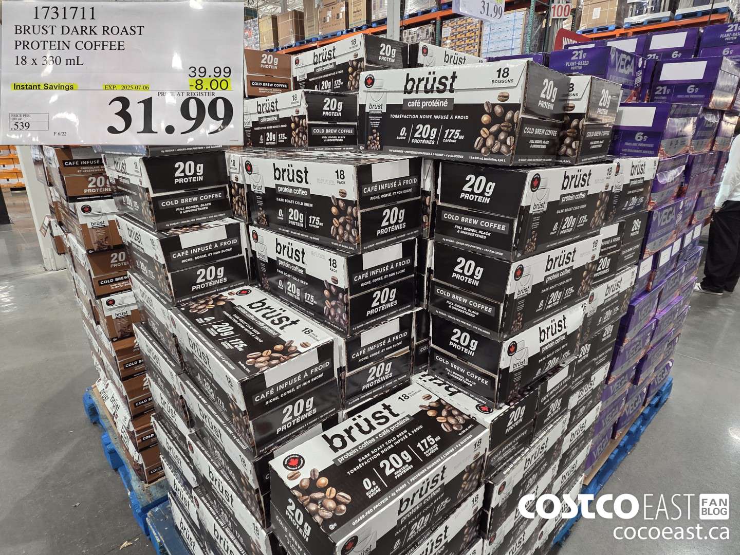 1731711 BRUST DARK ROAST PROTEIN COFFEE 18 x 330 mL ($8.00 INSTANT SAVINGS EXPIRES ON 2025-07-06) $31.99