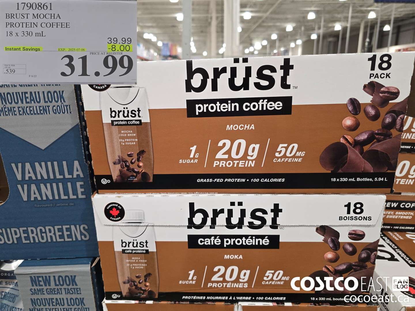 1790861 BRUST MOCHA PROTEIN COFFEE 18 x 330 mL ($8.00 INSTANT SAVINGS EXPIRES ON 2025-07-06) $31.99