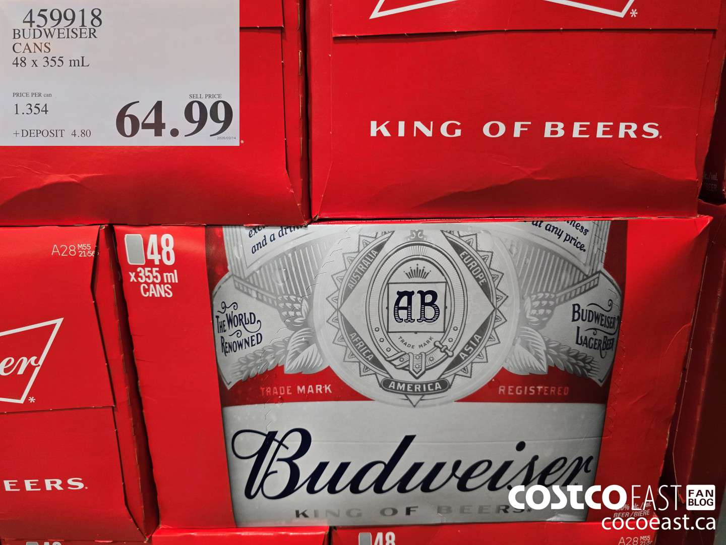 459918 BUDWEISER CANS 48 X 355 ML $64.99