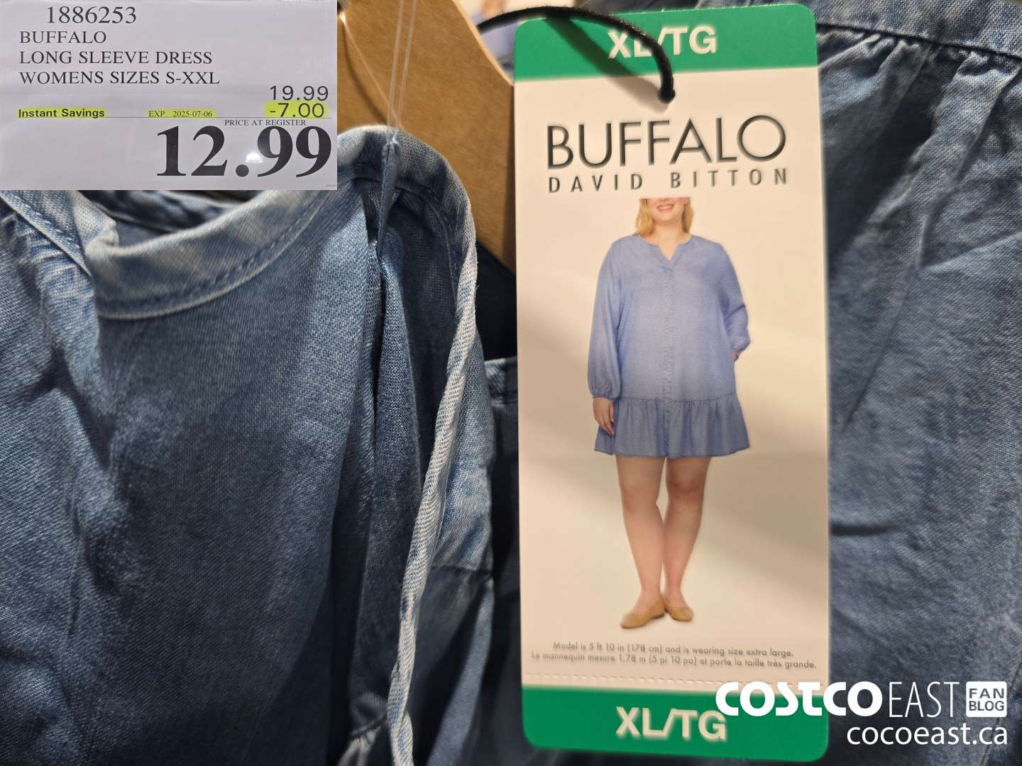 1886253 BUFFALO LONG SLEEVE DRESS WOMENS SIZES S-XXL ($7.00 INSTANT SAVINGS EXPIRES ON 2025-07-06) $12.99