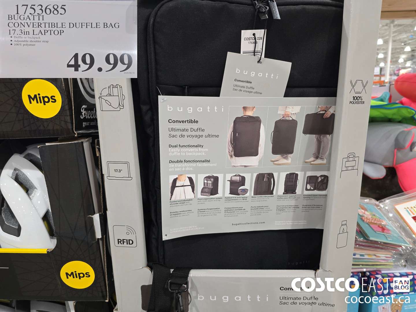 1753685 BUGATTI CONVERTIBLE DUFFLE BAG 17.3in LAPTOP $49.99