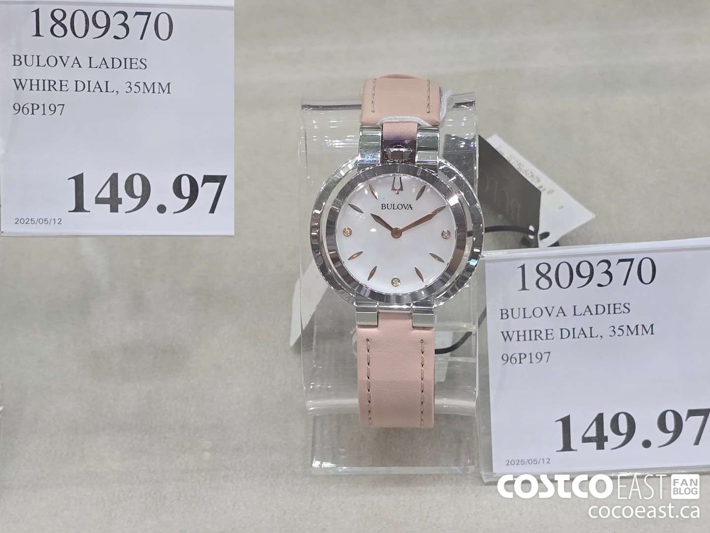 1809370 BULOVA LADIES WHITE DIAL, 35MM 96P197 $149.97