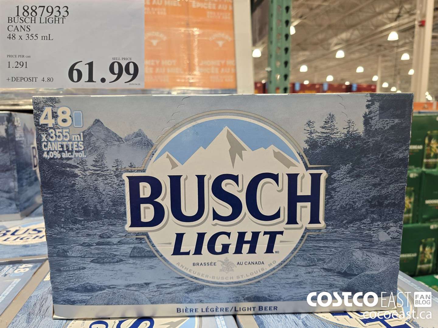 1887933 BUSCH LIGHT CANS 48 x 355 mL $61.99