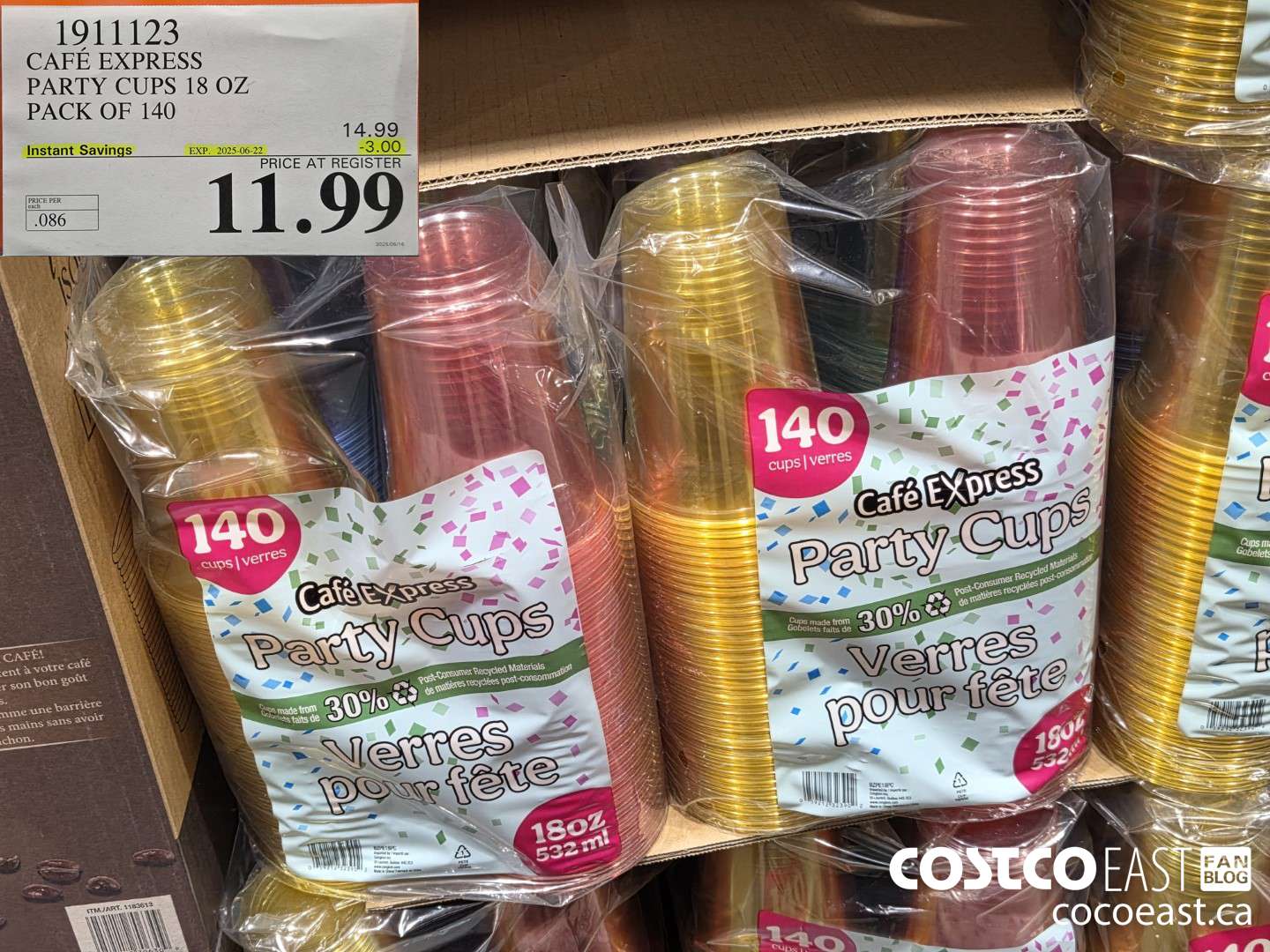 1911123 CAFE EXPRESS PARTY CUPS 18 OZ PACK OF 140 ($3.00 INSTANT SAVINGS EXPIRES ON 2025-06-22) $11.99
