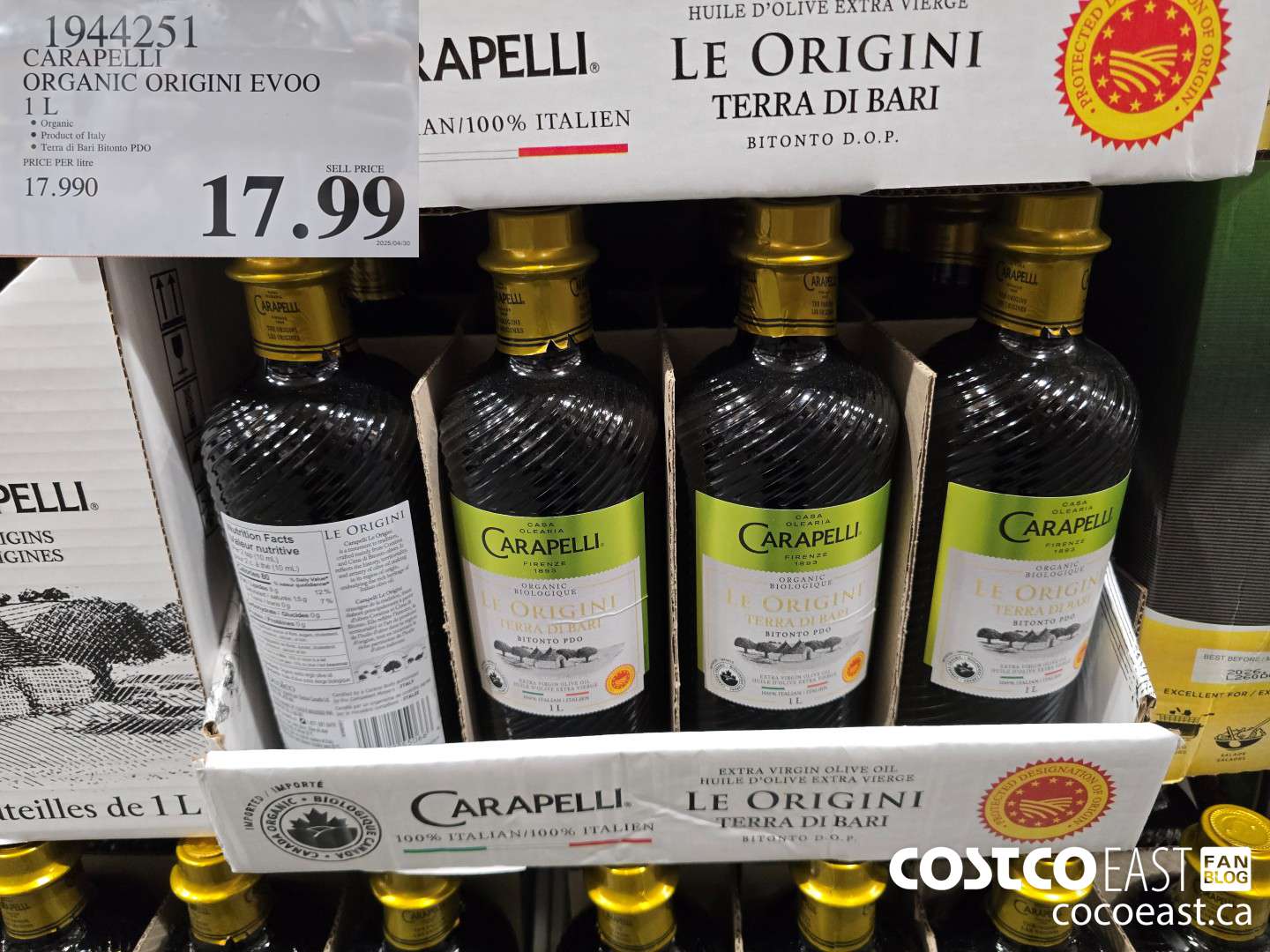 1944251 CARAPELLI ORGANIC ORIGINI EVOO 1 L $17.99