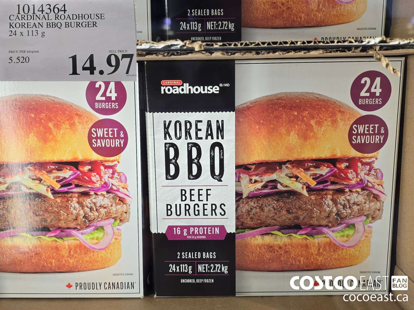 14364 CARDINAL ROADHOUSE KOREAN BBQ BURGERS 24 X 113 G $14.97