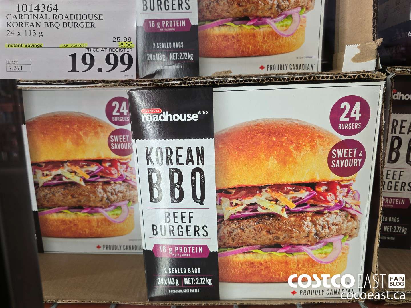 1014364 CARDINAL ROADHOUSE KOREAN BBQ BURGER 24 x 113 G ($6.00 INSTANT SAVINGS EXPIRES ON 2025-06-08) $19.99