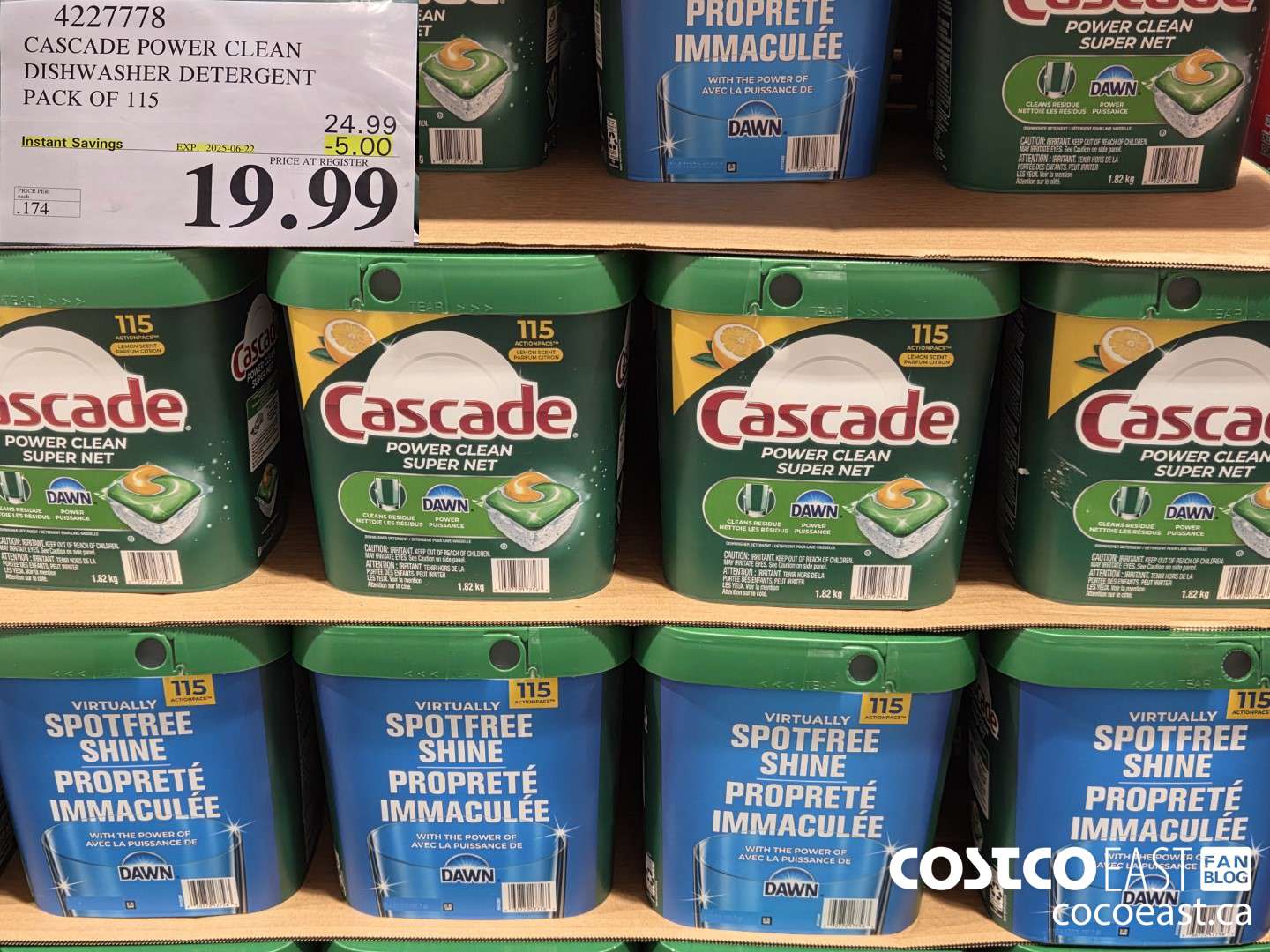 4227778 CASCADE POWER CLEAN DISHWASHER DETERGENT PACK OF 115 ($5.00 INSTANT SAVINGS EXPIRES ON 2025-06-22) $19.99