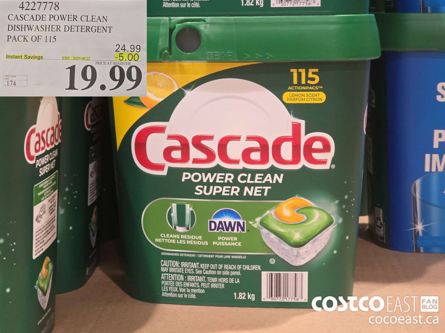 4227778 CASCADE POWER CLEAN DISHWASHER DETERGENT PACK OF 115 ($5.00 INSTANT SAVINGS EXPIRES ON 2025-06-22) $19.99