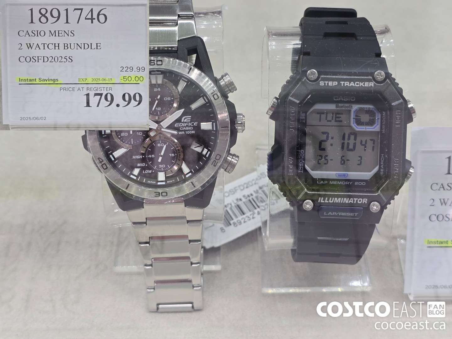 1891746 CASIO MENS 2 WATCH BUNDLE COSFD2025S ($50.00 INSTANT SAVINGS EXPIRES ON 2025-06-15) $179.99