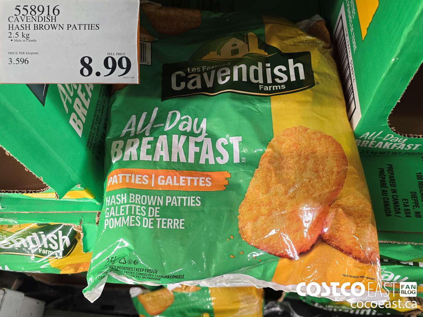 558916 CAVENDISH HASH BROWN PATTIES 2.5 KG $8.99