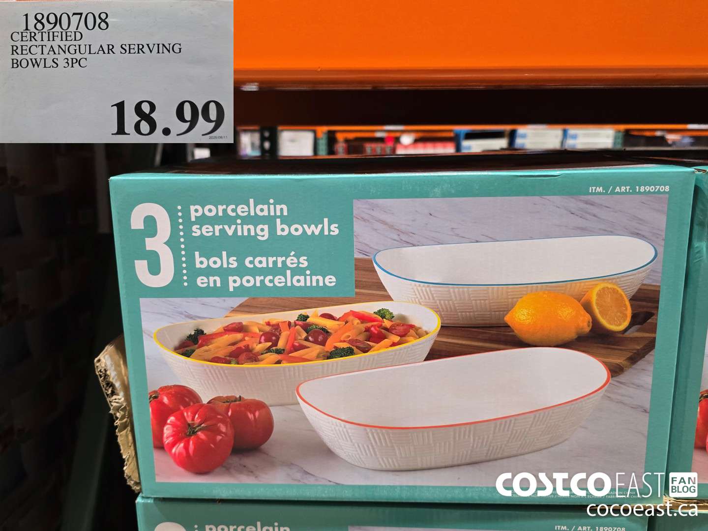 1890708 CERTIFIED RECTANGULAR SERVING BOWLS 3PC $18.99