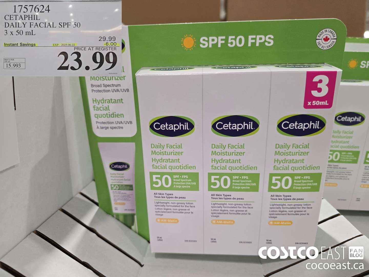 1757624 CETAPHIL DAILY FACIAL SPF 50 3 X 50 ML ($6.00 INSTANT SAVINGS EXPIRES ON 2025-06-22) $23.99